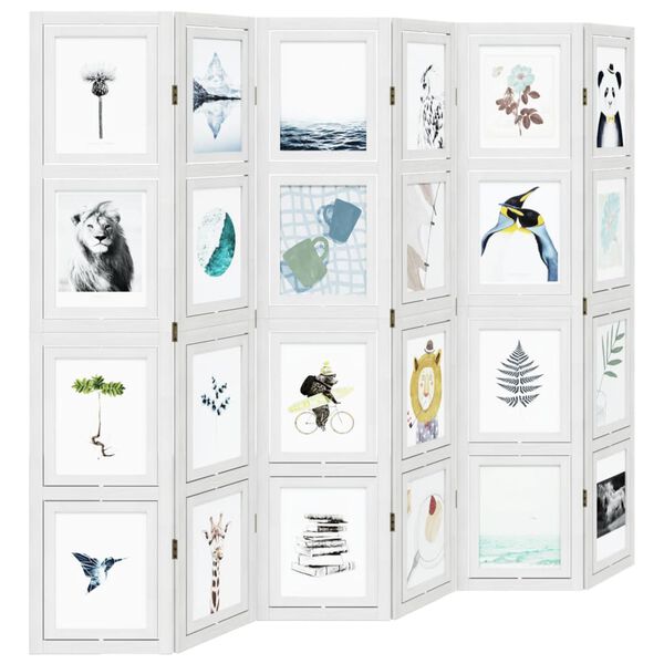 vidaXL 6-Paneelinen tilanjakaja valkoinen t&auml;ysi keisaripuu