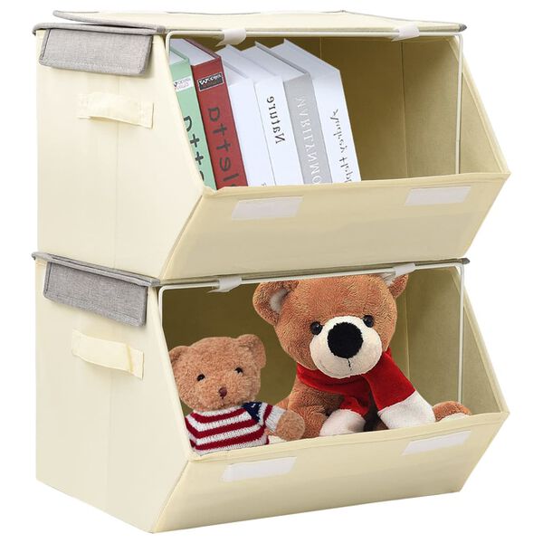 vidaXL Pinottava 2-osainen s&auml;ilytyslaatikkosarja kansilla kangas harm.