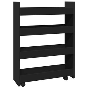 vidaXL Kapea s&auml;ilytysvaunu 4-kerrosta musta tekninen puu