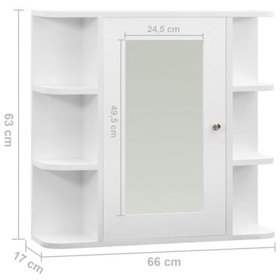 vidaXL Kylpyhuoneen peilikaappi valkoinen 66x17x63 cm MDF