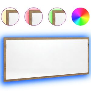 vidaXL Kylpyhuoneen LED-peili tammi 100x8,5x37 cm tekninen puu