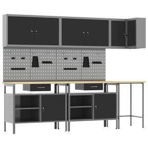 vidaXL Ty&ouml;p&ouml;yt&auml;kaappisarja laatikon kanssa 10 pcs Mustat ja harmaa