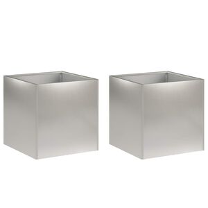 vidaXL Puutarha ruukku 2 kpl Hopea 25 x 25 x 25 cm Ruostumaton ter&auml;s
