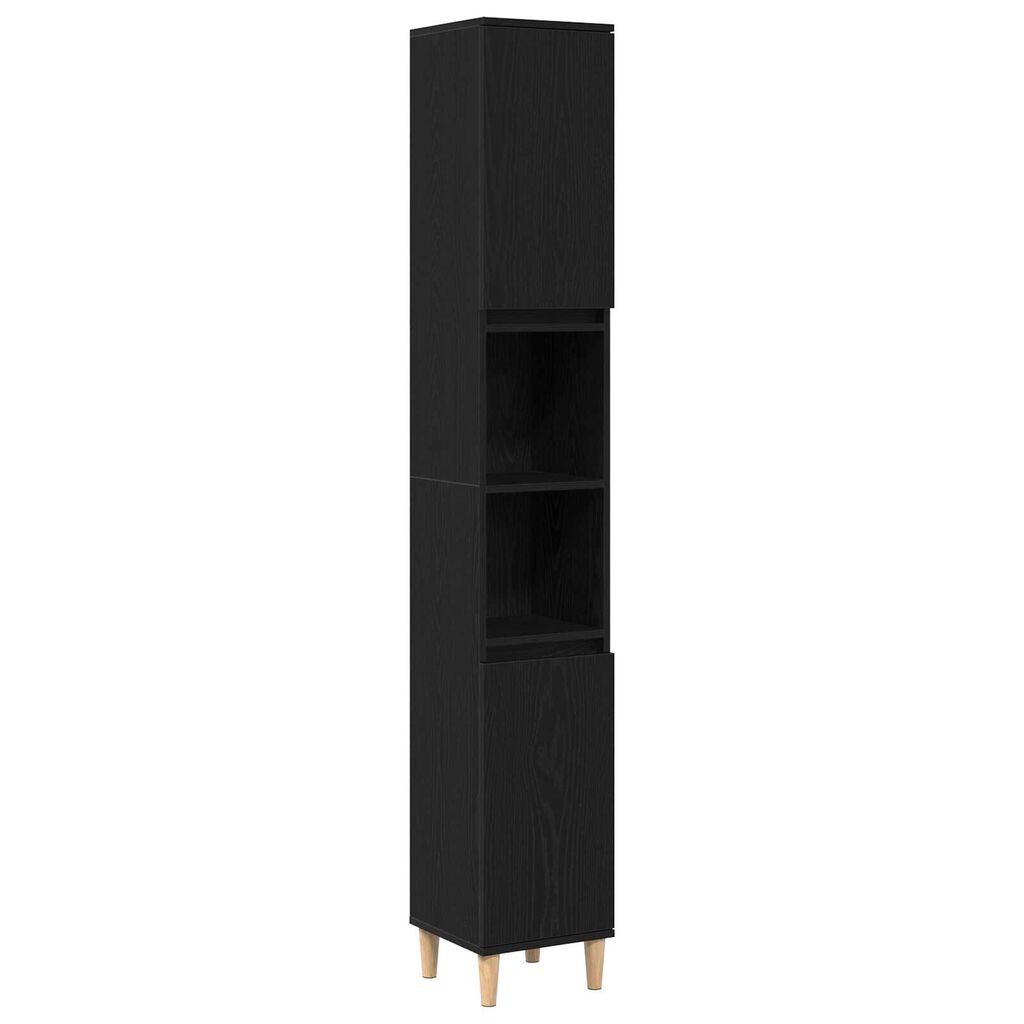 vidaXL Kylpyhuonekappi Musta Tammi 30x30x190 cm Tekninen Puulajike