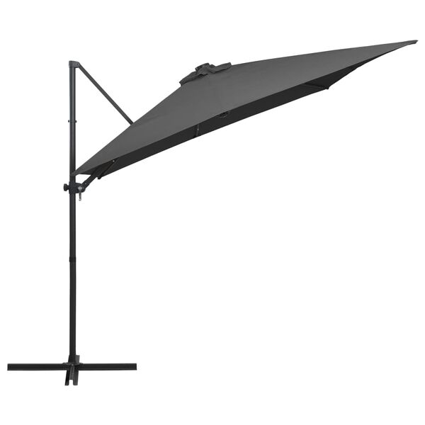 vidaXL Aurinkovarjo cantilever LED/terästolppa 250x250 cm antrasiitti