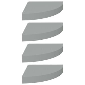 vidaXL Kelluvat kulmahyllyt 4 kpl harmaa 25x25x3,8 cm MDF