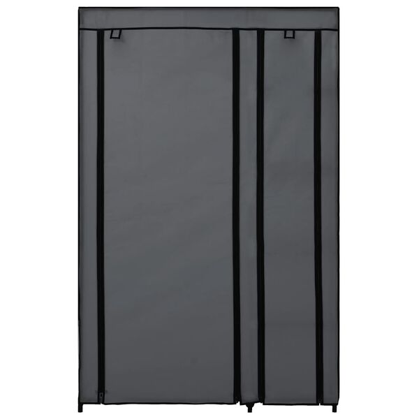vidaXL Kokoontaitettava vaatekaappi harmaa 110 x 45 x 175 cm kangas