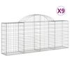 vidaXL Kaarevat kivikorit 9 kpl 200x30x80/100 cm galvanoitu rauta