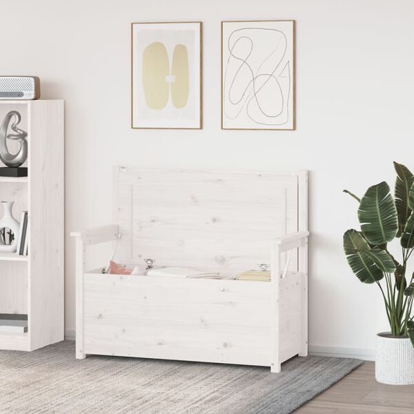 vidaXL Penkki valkoinen 112,5x51,5x96,5 cm täysi mänty