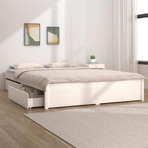 vidaXL S&auml;ngynrunko laatikoilla valkoinen 140x190 cm
