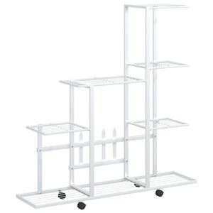 vidaXL Kukkateline py&ouml;rill&auml; 94,5x25x92,5 cm valkoinen metalli