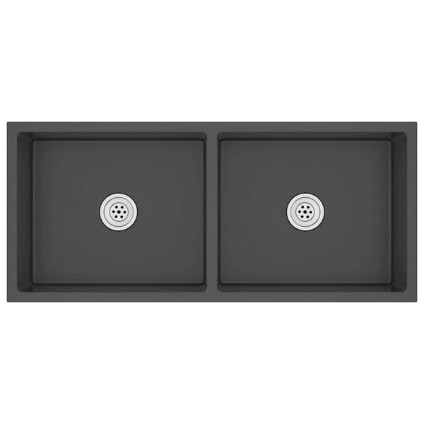 vidaXL Käsintehty tiskiallas musta ruostumaton teräs