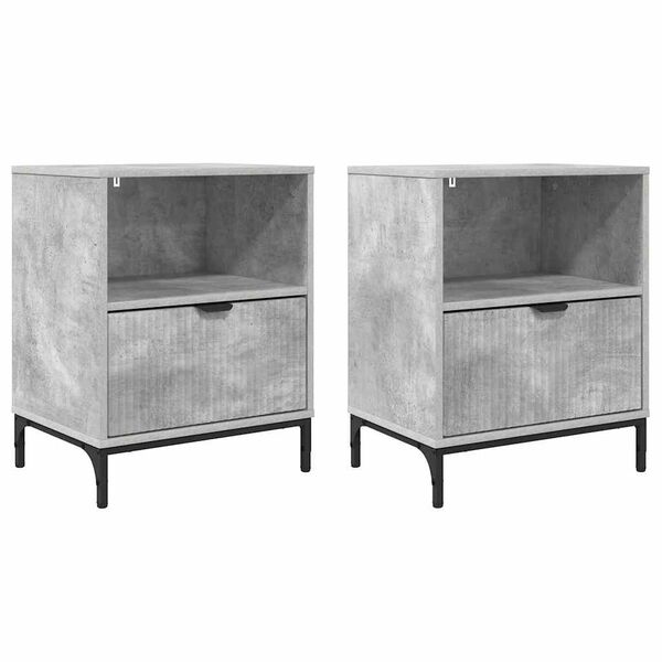 vidaXL Y&ouml;p&ouml;yt&auml;kaappi 2 pcs Betoninharmaa 49 x 36 x 61 cm Tekninen puu