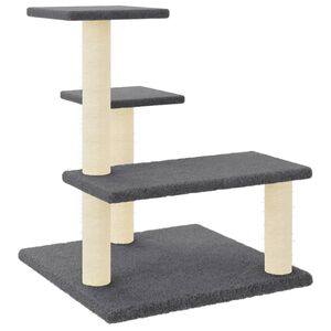 vidaXL Kissan kiipeilypuu sisal- raapimispylv&auml;ill&auml; tummanharmaa 61 cm