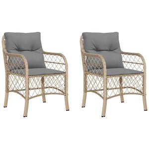 vidaXL Puutarhatuolit tyynyill&auml; 2 kpl beige sekoitus polyrottinki