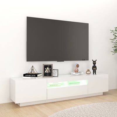 vidaXL TV-taso LED-valoilla korkeakiilto valkoinen 180x35x40 cm