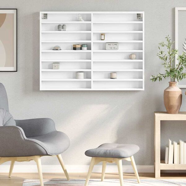 vidaXL Vitriinikaappi valkoinen 100x8,5x75 cm tekninen puu