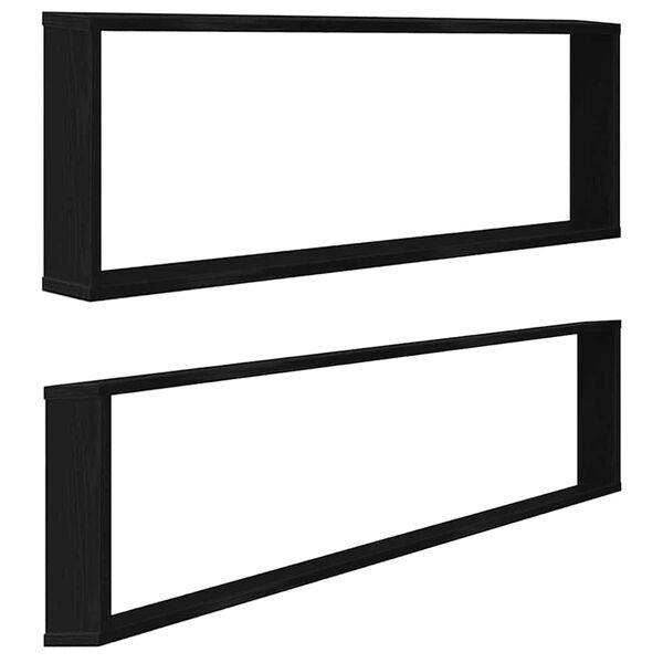 vidaXL sein&auml;kuutiohyllyt 2 kpl musta tammi 100x15x30 cm tekninen puu