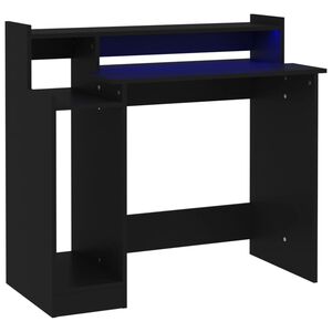 vidaXL Ty&ouml;p&ouml;yt&auml; LED-valoilla musta 97x45x90 cm tekninen puu