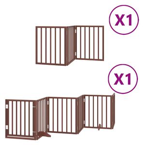 vidaXL Koiraportti kokoontaittuva 9 paneelia ruskea 450 cm poppelipuu