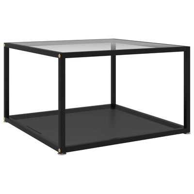 vidaXL Sohvapöytä läpinäkyvä ja musta 60x60x35 cm karkaistu lasi