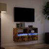 vidaXL TV-seinäkaapit LED-valoilla 2 kpl savutammi 41x31x45 cm