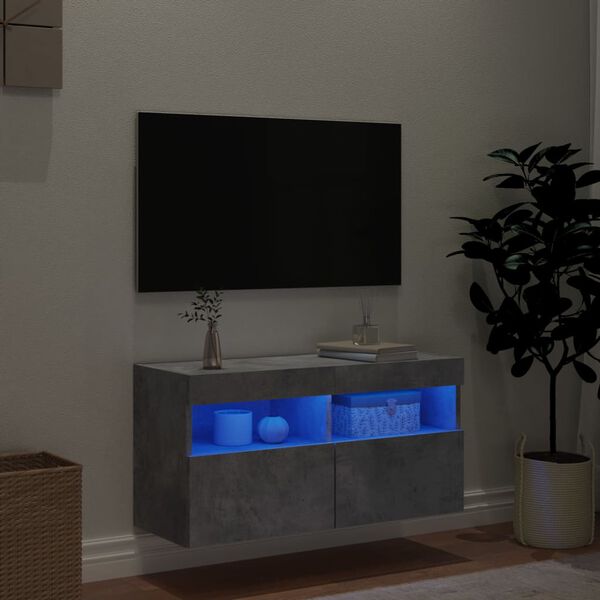 vidaXL TV-sein&auml;kaappi LED-valoilla betoninharmaa 80x30x40 cm