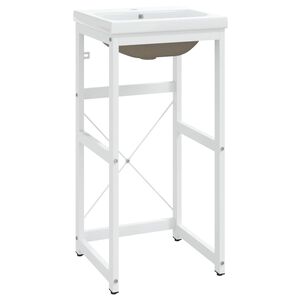 vidaXL Kylpyhuoneen pesualtaan runko pesualtaalla valkoinen rauta