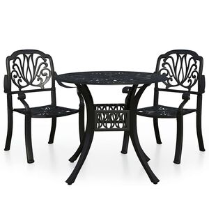 vidaXL 3-osainen Bistrosarja valualumiini musta