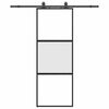 vidaXL liukuovi laitteistosarjalla musta 76x205 cm karkaistu lasi