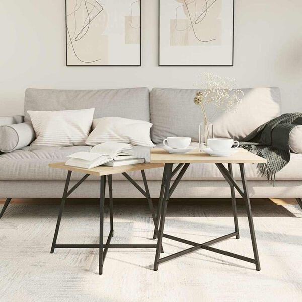 vidaXL Sivup&ouml;yt&auml;setti 2 pcs Sonoma tammi ja musta