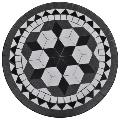 vidaXL 3-osainen Bistrokalustesarja mosaiikki musta ja valkoinen