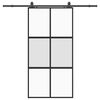 vidaXL liukuovi laitteistosarjalla musta 102,5x205 cm karkaistu lasi