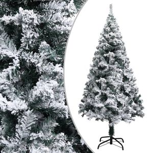 vidaXL Kapea tekojoulukuusi lumihuurteella vihre&auml; 150 cm PVC