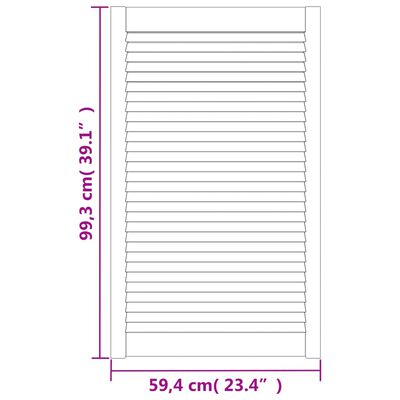 vidaXL Kaapin ovet säleikkömuotoilu 2 kpl 99,3x59,4 cm täysi mänty