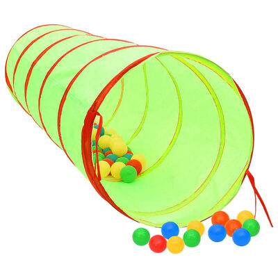 vidaXL Lasten leikkitunneli 250 pallolla vihreä 175 cm polyesteri