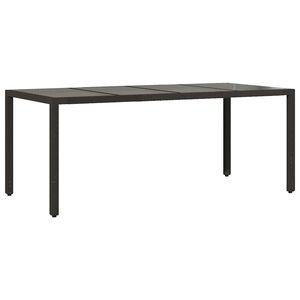 vidaXL Puutarhap&ouml;yt&auml; lasip&ouml;yt&auml;levy musta 190x90x75 cm polyrottinki