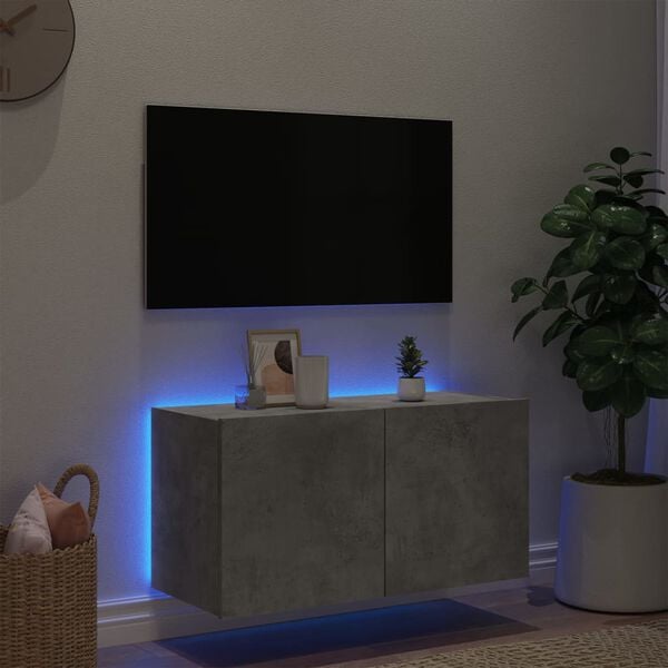 vidaXL TV-sein&auml;kaappi LED-valoilla betoninharmaa 80x35x41 cm