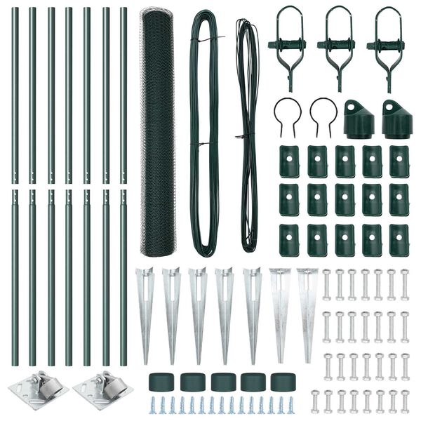 vidaXL Aitalatu Vihre&auml; 10 x 1,2 m (25 mm verkko) Ter&auml;st&auml; ja PVC:t&auml;