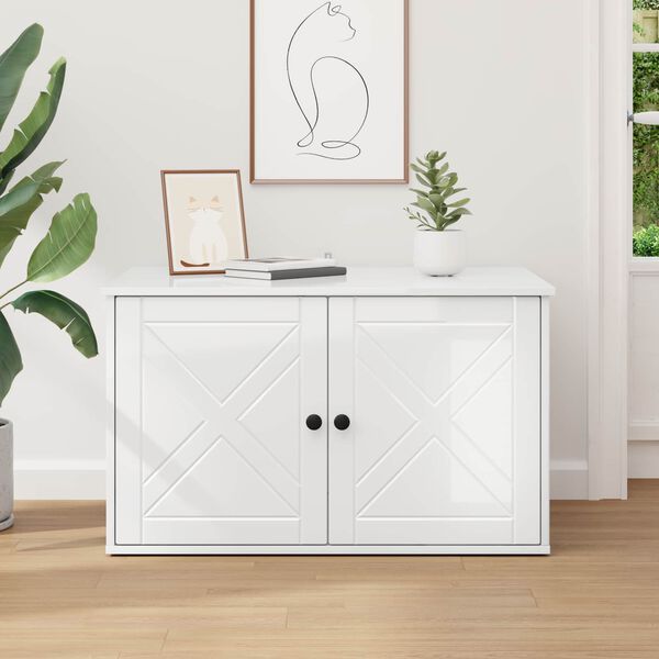 vidaXL Kissatalo Kiilt&auml;v&auml; Valkoinen 85 x 55 x 50 cm Tekninen puu