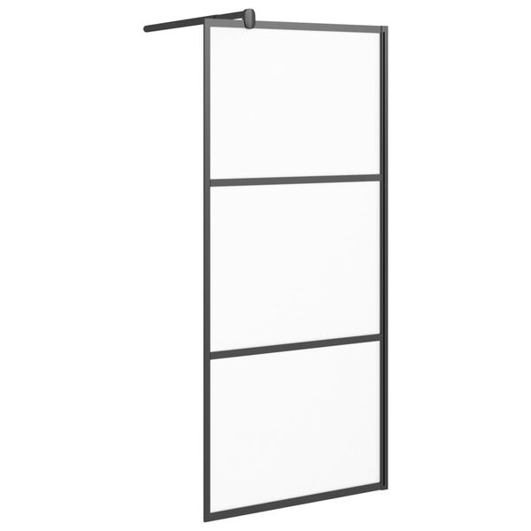 vidaXL Walk-in suihkusein&auml;ke 90x195 cm huurrettu ESG-lasi musta