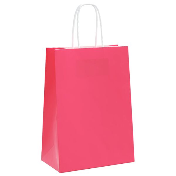 vidaXL Paperikassit 250 kpl kahvoilla pinkki 15x8x21 cm
