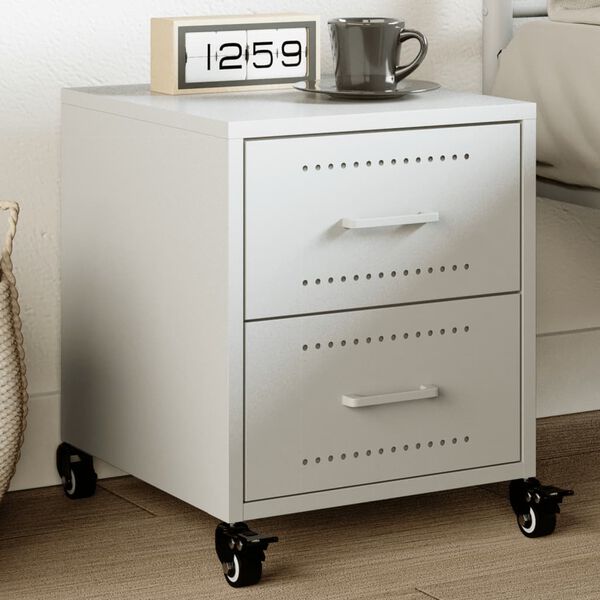 vidaXL Yöpöytä valkoinen 36x39x43,5 cm teräs