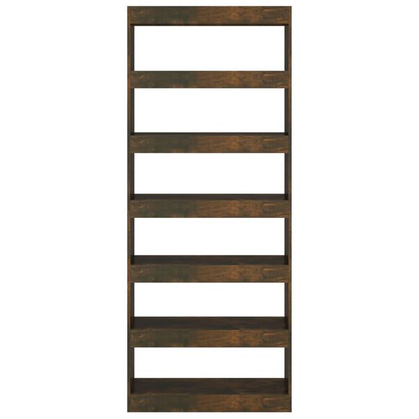 vidaXL Kirjahylly/tilanjakaja savutammi 80x30x198 cm tekninen puu