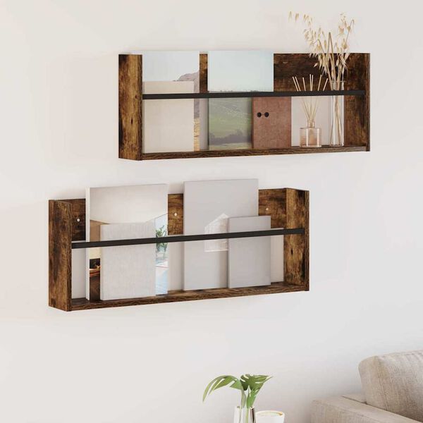 vidaXL Lehtiteline 2 pcs Savup&auml;hkin&auml; 80 x 12 x 30 cm Tekninen puu