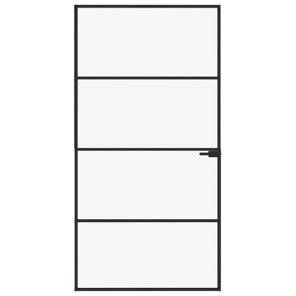vidaXL Sis&auml;ovi musta 102x201,5 cm karkaistu lasi ja alumiini ohut