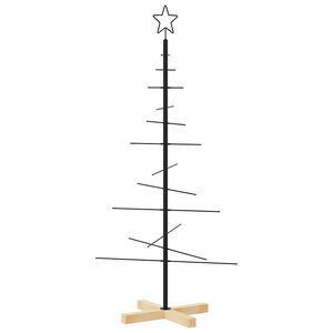 vidaXL Metallinen joulukuusi puujalustalla musta 120 cm
