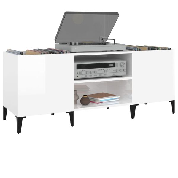 vidaXL LP-levyjen säilytyskaappi valkoinen 121x38x48 cm tekninen puu