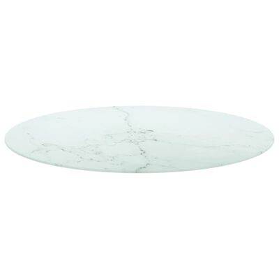 vidaXL Pöytälevy valkoinen Ø90x1 cm karkaistu lasi marmorikuvio