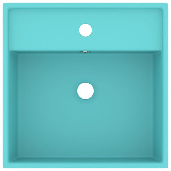 vidaXL Ylellinen pesuallas ylivuotoaukolla vaaleanvih. 41x41cm keraami